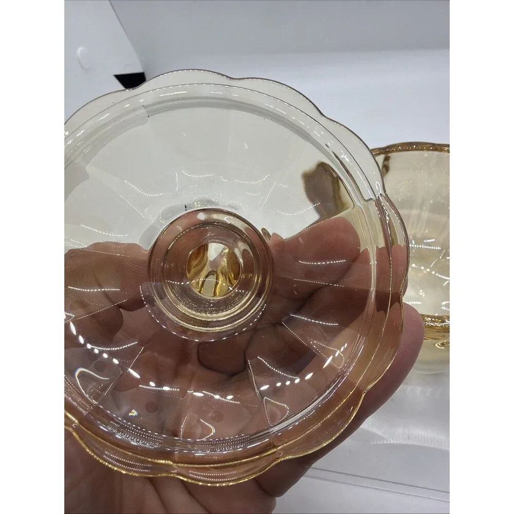 Vintage Glass Pumpkin Jar- Light Amber Colored- Anchor Hocking Style